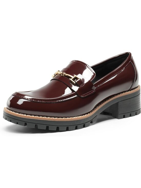 DREAM PAIRS Shoes - DREAM PAIRS Women Burgundy Comfortable Chunky Latex Insole Platform Loafer Shoes